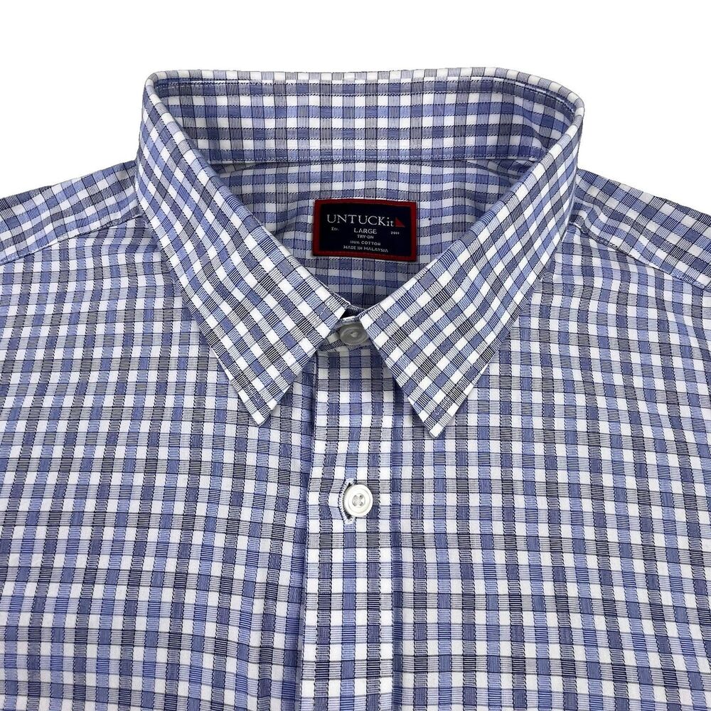 Untuckit Shirt Mens XL Check Plaid Regular Fit Long Sleeve Button Up Preppy